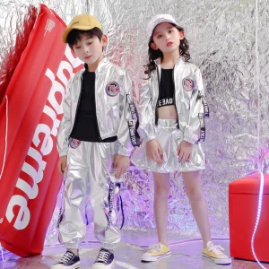 Kids' Hiphop Suit Boys' Hiphop Drum Kit Girls' Jazz Costume Hiphop Clothing Fashion Children's Sequin Clothing