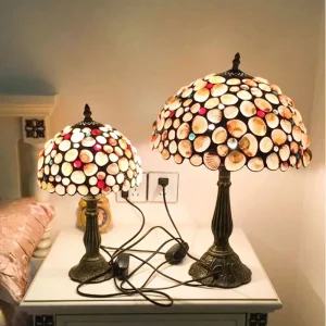 Tiffany Table Lamp Shell Handmade Decorative Lamp AC85-265V Bed Side Table Lamp (WH-TTB-72)