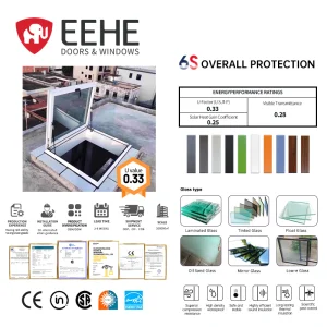 Ventanas de tragaluz de aluminio arquitectónico con apertura eléctrica para conversión de ático, certificadas por CSA, con soporte para pedidos al por mayor y diseño impermeable