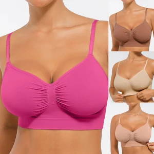 Hexin Wholesale Custom Adjustable Unlined Big Bra Hide Back Fat Wireless Women Seamless T-shirt Bra Shapewear Bra For Women