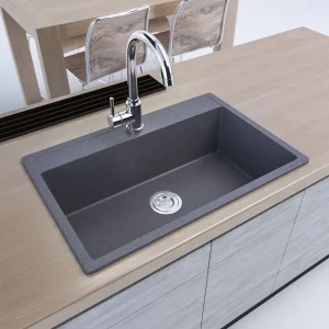 Matt Grey Quartz Granite Undermount Handmade Kitchen Sink Kids