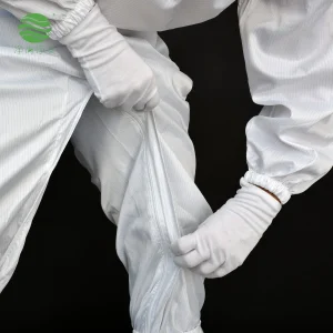 Ropa de sala limpia ESD para la fabricación de semiconductores y chips con diseño de cremallera con fuelle