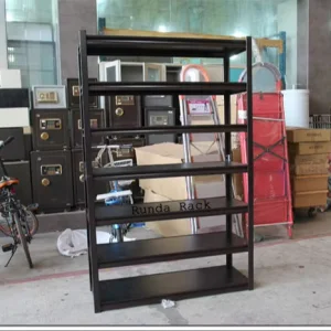 Multi-Level Metal Industrial Storage Racks Iron and Wood Warehouse Shelving with Upside Spare Parts Wood Steel Stacking Rack