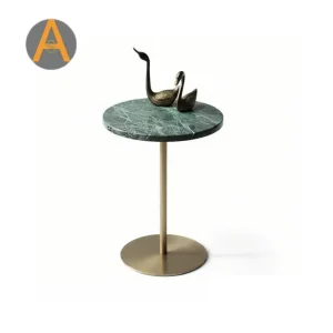 Modern Wholesale Home Furniture Marble Side Table with Brushed Gold Metal Base for Modern Hotel Villa