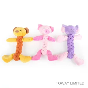 Flocked Dog Grinding Play Toys Rope Animal Pet Plush Toys