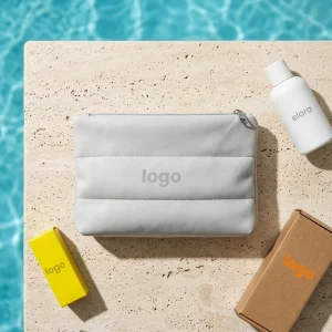 Custom logo Waterproof Quilted Women Skincare Puffy Neoprene Makeup Bubble Pouch Cosmetic Bag for Travel Toiletry Storage