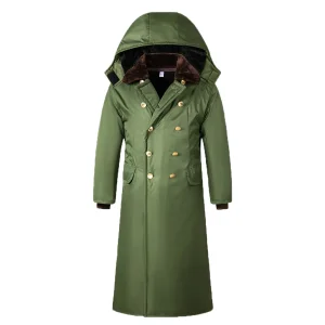 Autumn Winter Men's Hooded Blazer Workwear Coat Business Cotton Long Warm Windproof Overcoat