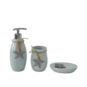 Wholesale Coastal Starfish - Embellished Stoneware Bathroom 3 - Piece Set Factory, Factories
