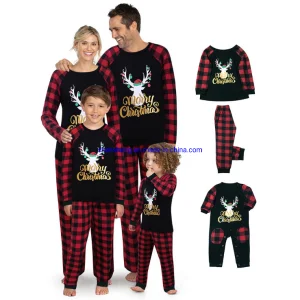Latest Design Christmas Clothes Children Long Sleeve Printed Clothes Set Sleepwear Funny Family Clothing