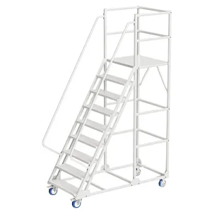 Mobile Multi-functional Step Ladder with Working Platform Industrial Walkway Stair Steel Ladder