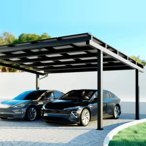 Solar Car Port Rack High Wind Resistance Ground Mounted Anodized Aluminum Structure