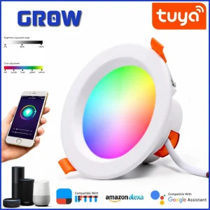 CE RoHS Approval Smart WiFi Tuya 3CCT + RGB LED Ceiling Lamp Energy Saving Dimmable LED Light Adjustable Indoor Office LED Round Downlight