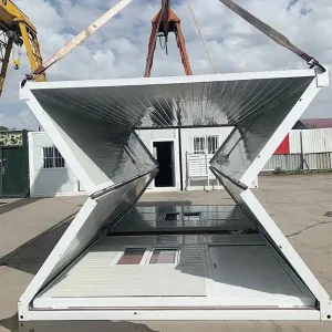 20ft Foldable Container Office Sandwich Panel Prefab Folding Mobile Home Dormitory Oil Camp Field Container House