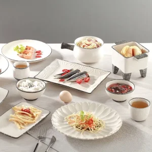 Heat Insulation Exquisite Ceramic Serving Plate for BBQ Restaurants