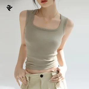 Custom Cotton Square Neck Crop Tank
