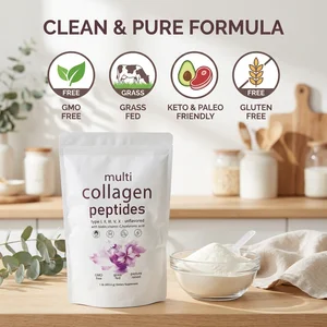 OEM ODM Hydrolyzed Marine Collagen Peptides Powder Sugar Free Fish Protein for Glowing Skin Hair and Nails Care