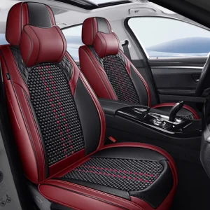 Luxury Leather Seat Covers for Cars, Breathable and Waterproof, with Lumbar Support for Front Seats and Rear Seats