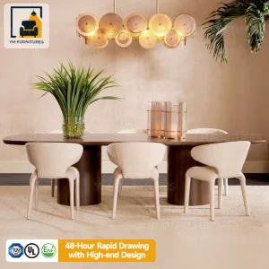 Dining Room Furniture Durable Rectangle Kitchen European Solid Wood Dining Table Set