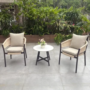 Modern Design Fashion Waterproof Rope Aluminum Patio Furniture Garden Dining Set