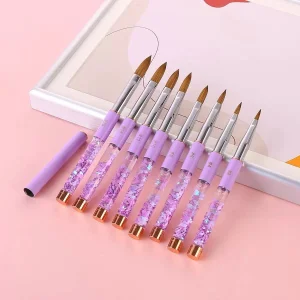 Kolinsky Hair Nail Brush Custom Logo Metal Handle