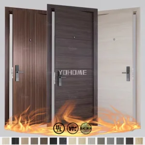 Ulc S104 Listed Interior HDF Flush Fire Rated Internal Solid Wooden Apartment Door Soundproofing Hotel Door and Frame