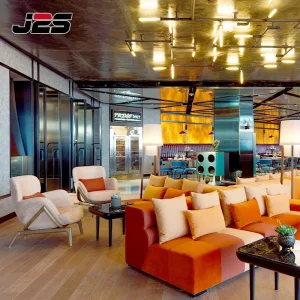 Luxury Commercial Restaurant Furniture Modular Velvet Sofa Upholstered Accent Chair Black Marble Table Rooftop Lounge