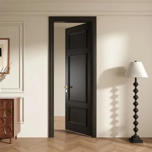Portas de WPC laminadas em PVC preto, modernas, à prova d'água, para interiores de quartos em casas