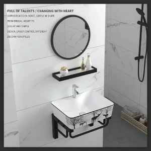 Modern All Aluminum Wall-Mounted Bathroom Vanity with Mirror