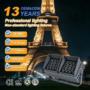 DMX512 وحدة إضاءة مزدوجة الرأس مع تحكم خارجي، مصباح شجرة LED مربع مضاد للتوهج، إضاءة جدارية خارجية لمسطحات الفيلات مقاومة للماء