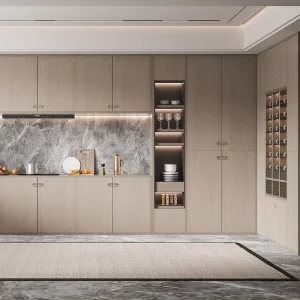 Custom White Modern Designs Full Melamine Furniture Ready to Assemble Pantry Cupboards Organizer Kitchen Cabinet Set