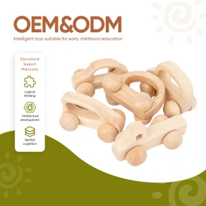 Factory Wholesale Beech Wooden Teething Toys Montessori Baby Grip Training Trolley Natural Mini Wooden Car for Kids
