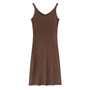 Nova Chegada Vestido Tricotado Feminino Costas Abertas