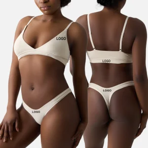 SK1233&amp;SK1233-1 Cotton Jersey Sexy T-thong Briefs Breathable Anti-bacterial Underwear Lounge Bra and Underwear&amp; Panties