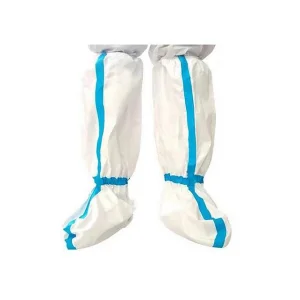 Medical PP Non Woven Isolation Boot Cover with Blue Adhesive Tape, Waterproof Hospital Epidemic Prevention Station Non-Woven Long Protective Shoes Covers