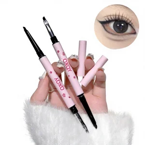 QXQY Double-Headed Gel Eyeliner Pen for Women Waterproof Sweat-Proof Long-Lasting Makeup Application Silkworm Natural Smooth
