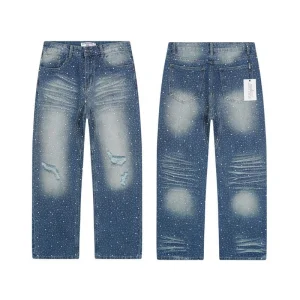 Calças de Denim Lavadas Vintage