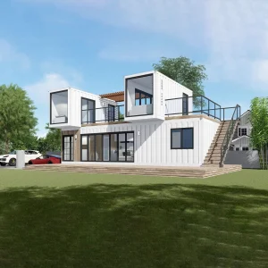2 Story Luxury Modular Prefab Steel Structure Container House Villa Balcony Eco-friendly Windproof for Residential Commercial