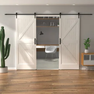 6FT New Design Interior Mini Shape Hangers Sliding Barn Door Hardware Black Roller Rails Closet Track Set