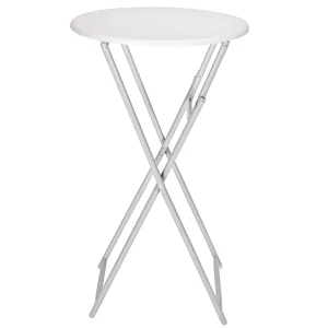 Round White MDF Folding Foldable Bar Cocktail Coffee Table 110cm Height