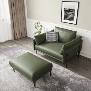 Lounge Suite Sofa Set PU Leather Sectional Wabi-Sabi Design Customizable Living Room Furniture