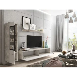 Centro de entretenimiento moderno blanco, gran almacenamiento, mueble para medios, gabinete para el hogar, soporte de televisión de madera