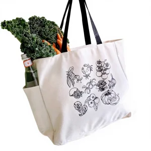 100% Cotton Letter Pattern Tote Bag