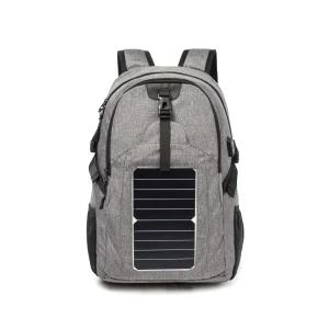 Gray and Black Color Laptop Backpack with Solar Camping
