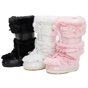 Furry Animal Print Boots