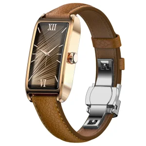 Dora T Smart Watch for Women Fitness Tracker IP68 Waterproof Heart Rate Monitor Smartwatch with Leather Band