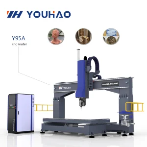 Wood Mould Carving Woodworking CNC Router Machine 5 Axis Syntec Control Single Spindle Heavy Duty Frame 9kw High Rigidity