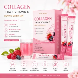 Rainwood Private Label Collagen Beauty Sachets with HA Vitamin C Skin Hydration Support