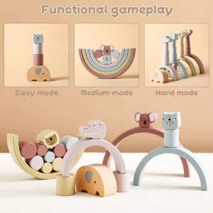 Juguetes de educación temprana para niños, juguetes de equilibrio de elefante de madera, juguetes para el desarrollo intelectual del bebé, juguetes para habilidades prácticas