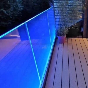 LED Lighting Embedded Aluminium Base Shoe Framless Glass Railing System with Sgp Laminated Glass