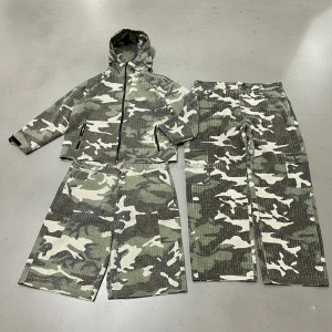 Custom Woven Checkered Plaid Grid Polyester Spandex Ripstop Waffle Camouflage Jacket and Cargo Pants Shorts Set Tracksuit Men